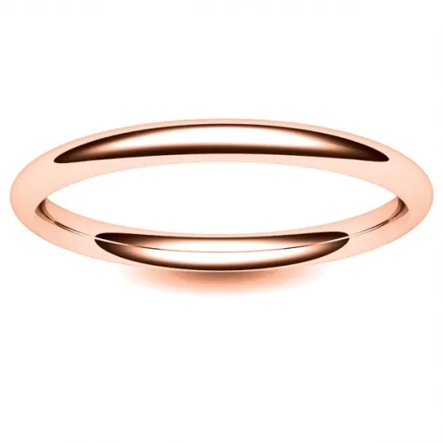 D Shaped Heavy -  2 mm Rose Gold Wedding Ring (DSH2R)